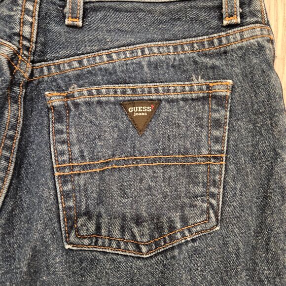 Vintage Guess Blue Jeans with Black Triangle Classic Fit Size 28 100% Cotton - Picture 5 of 10